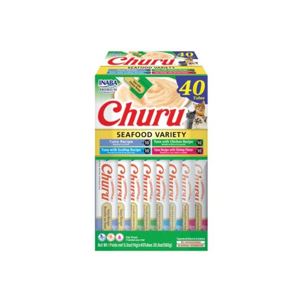 Inaba Churu Purées Cat Treat - 40 ct Tuna & Seafood Variety Box