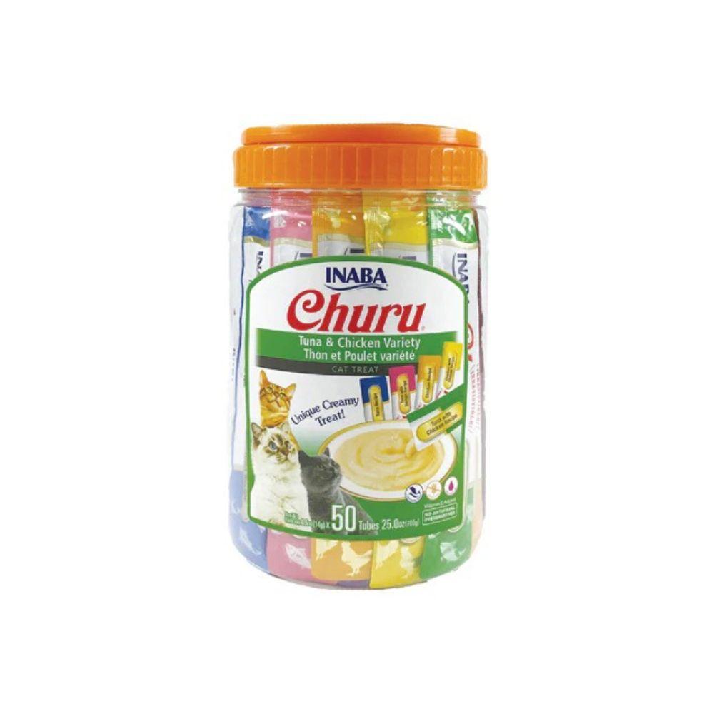 Inaba Churu Purées Cat Treat - 50 ct Tuna and Chicken Variety Jar