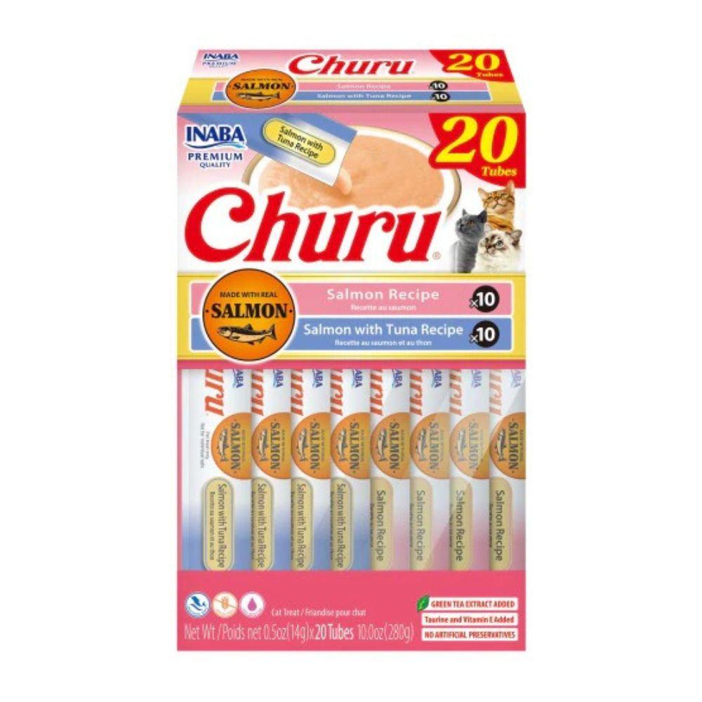 Inaba Churu 猫咪零食 - 20 块装 三文鱼口味和三文鱼金枪鱼口味