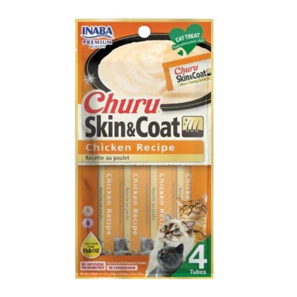 伊纳宝Inaba 美毛亮肤功能性猫咪汤条啾噜酱 鸡肉配方 一袋内含4支