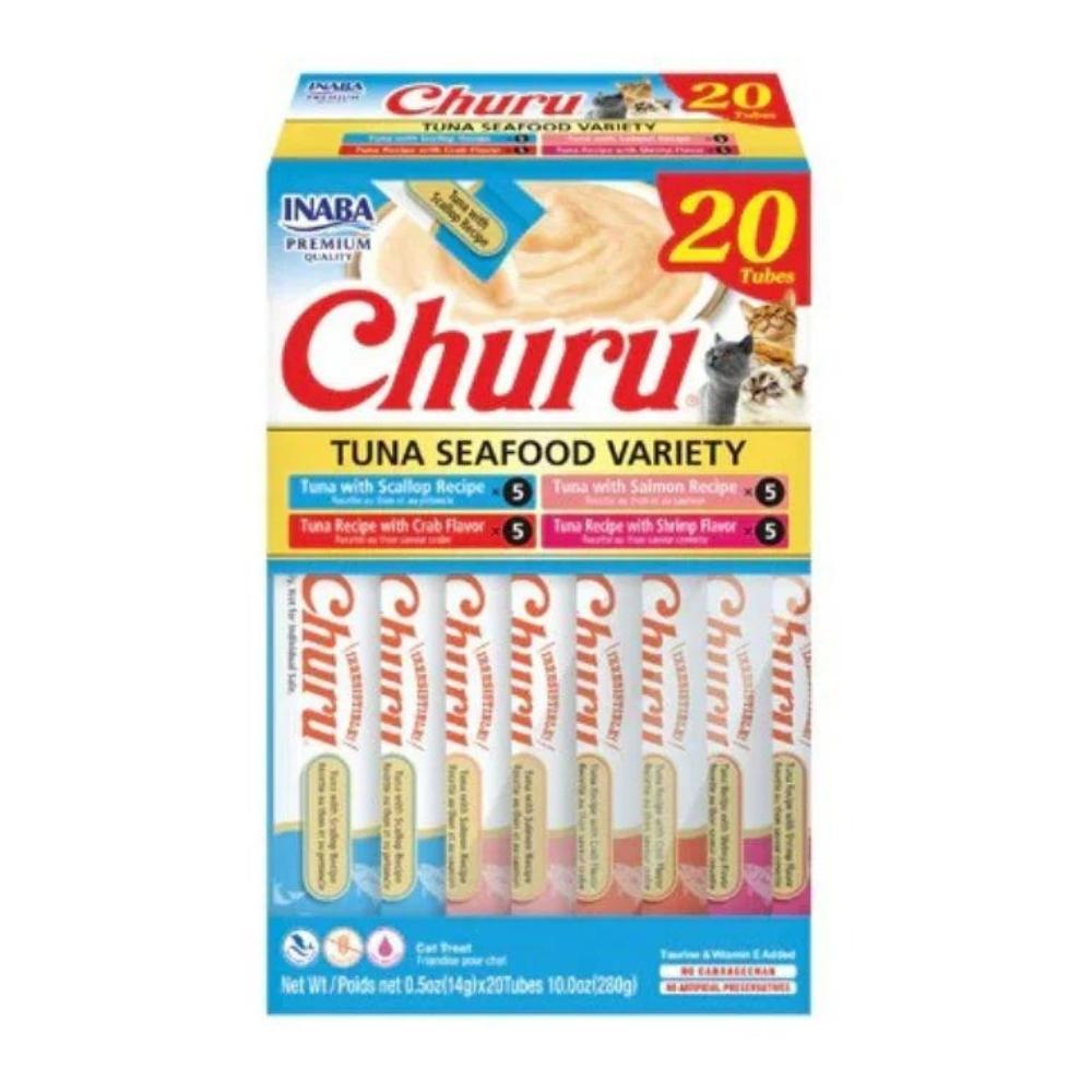 伊纳宝Inaba 超值综合猫咪汤条 吞拿鱼海鲜混合口味 一盒20根入