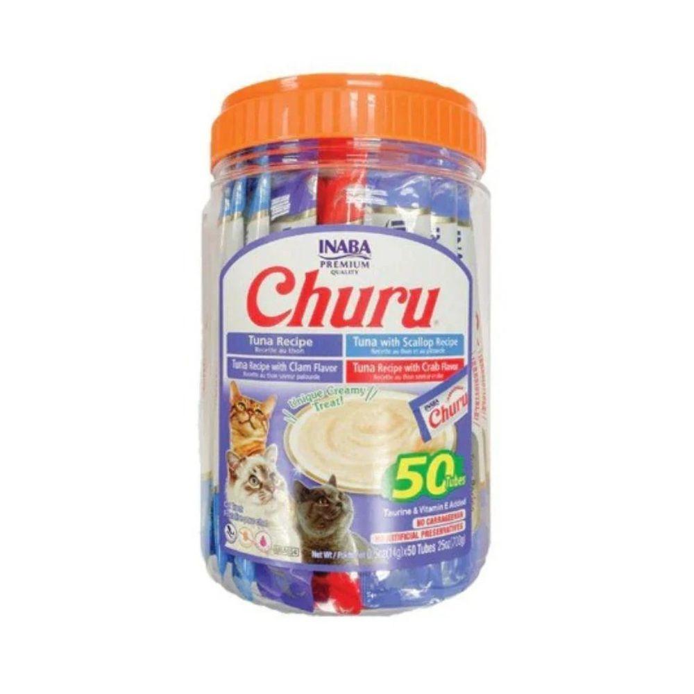 伊纳宝Inaba 高阶版超值综合猫咪汤条桶 吞拿鱼海鲜混合口味 一桶50根入