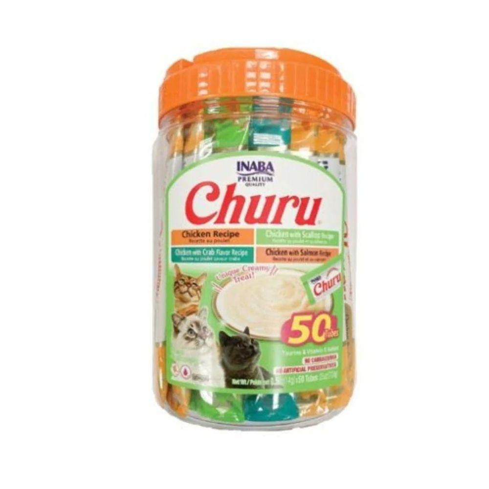 伊纳宝Inaba 高阶版超值综合猫咪汤条桶 鸡肉海鲜混合口味 一桶50根入