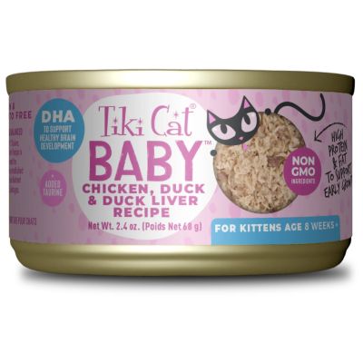 Tiki Cat Baby Kitten Chicken, Duck & Duck Liver Recipe Cat Wet Food - 2.4oz