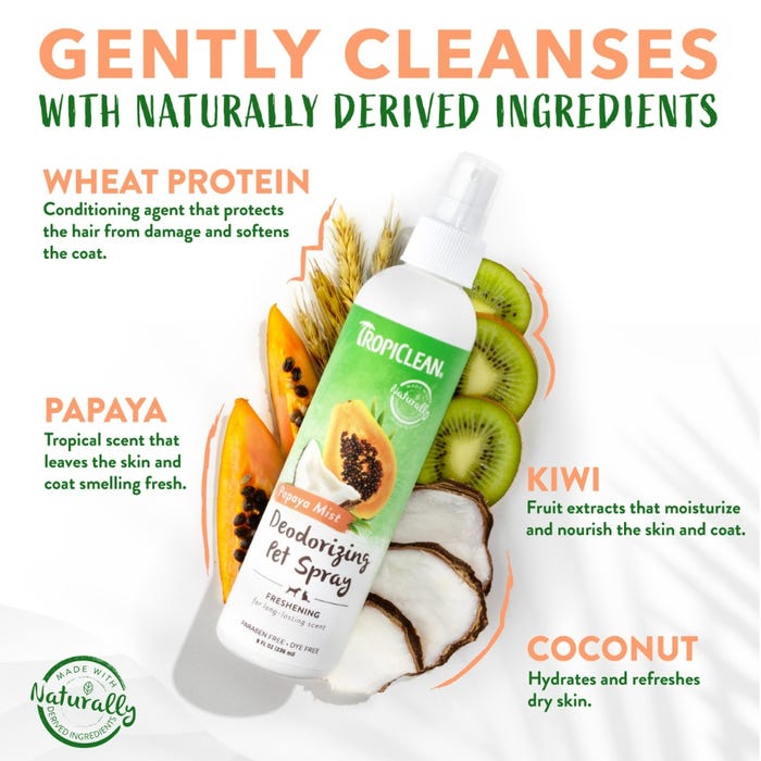 Tropiclean 身体除臭&滋养去静电喷雾 木瓜椰子味 宠物香氛 236ml