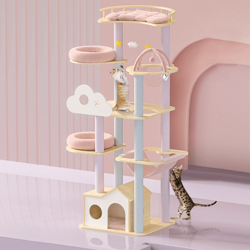Dreamland Wooden Cat Tree – Pink