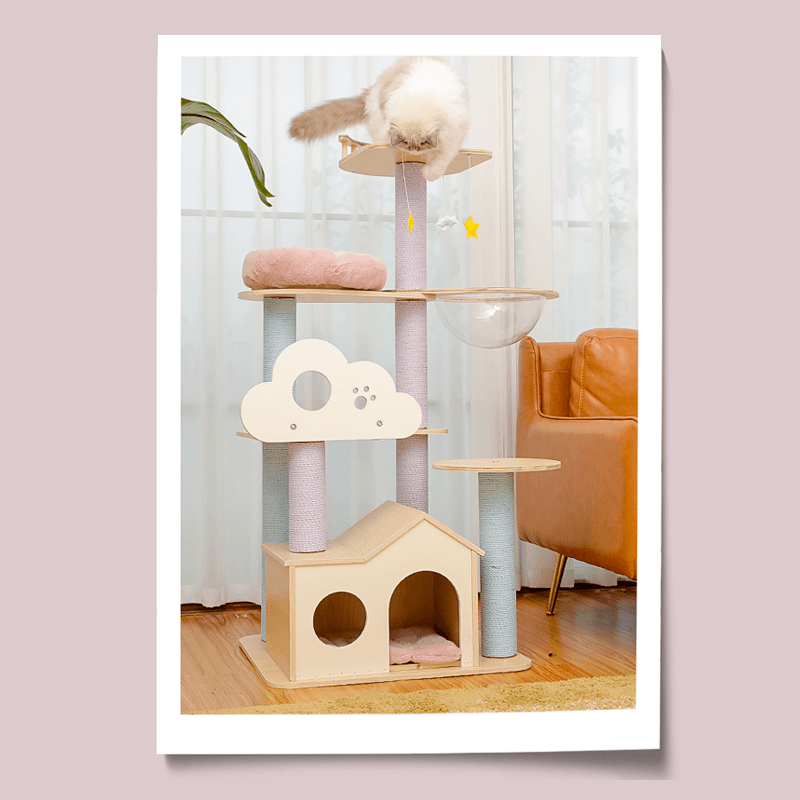 Dreamland Wooden Cat Tree – Pink