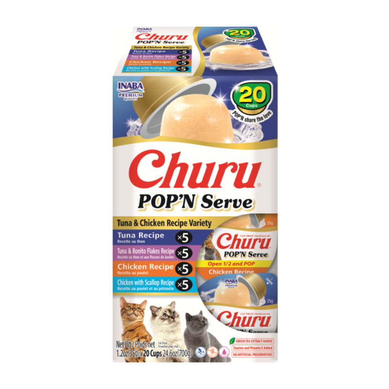 Inaba Churu POP'N Serve Cat Treat - Chicken & Tuna Recipe Variety Value Size
