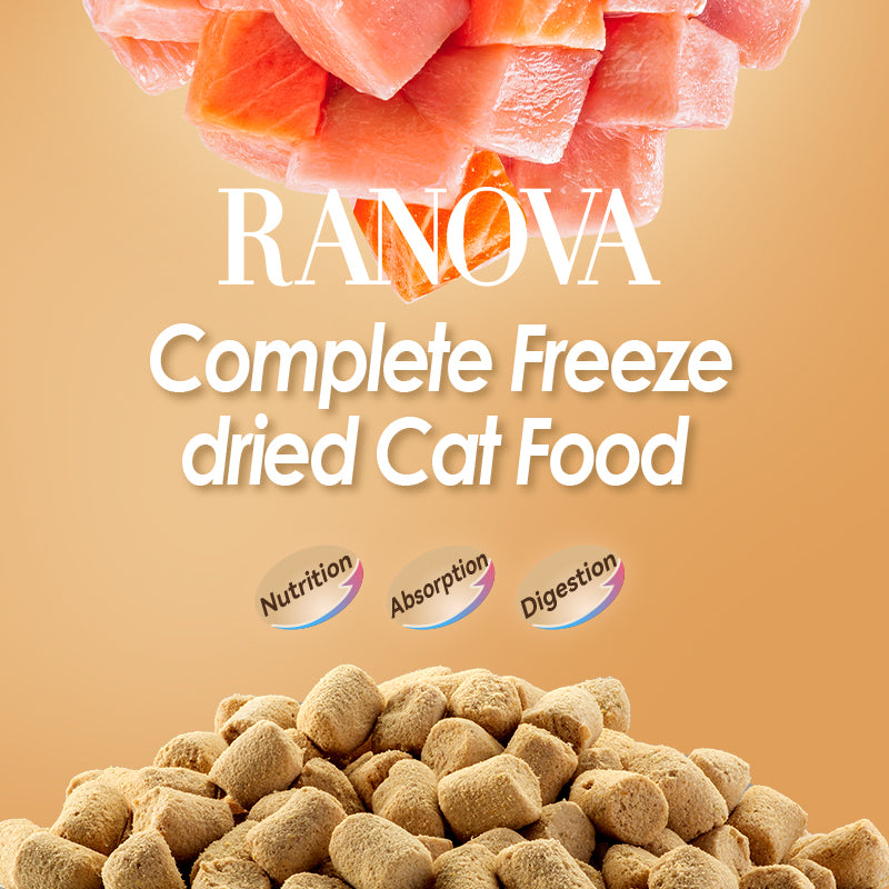 Ranova 97% Fresh Chicken Freeze-Dried Cat Food - Postbiotics + Prebiotics for Gut Health & Odor Control
