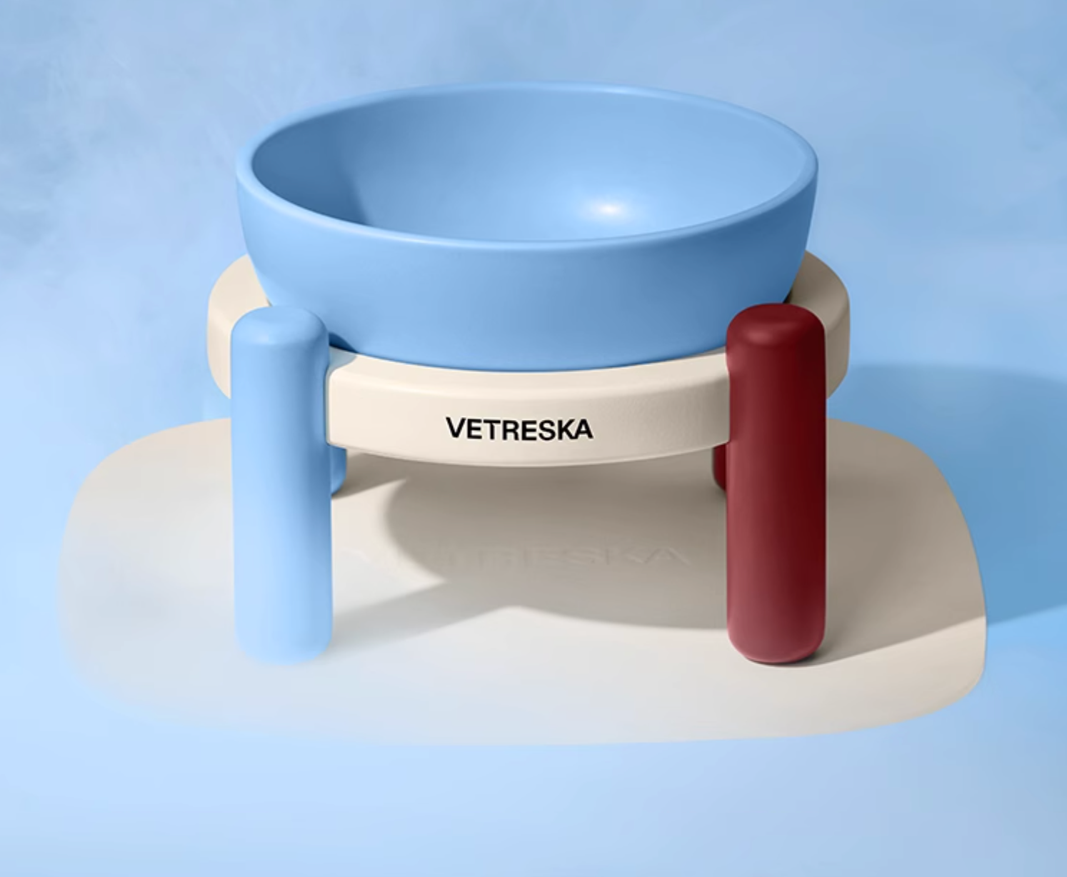 Vetreska Mist Merlot Ceramic Pet Bowl + Stand + Silicone Placemat Set