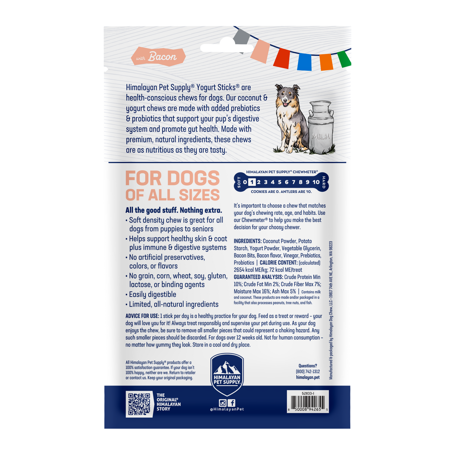 Himalayan Dog Chew Yogurt Stick Bacon Dog Treat