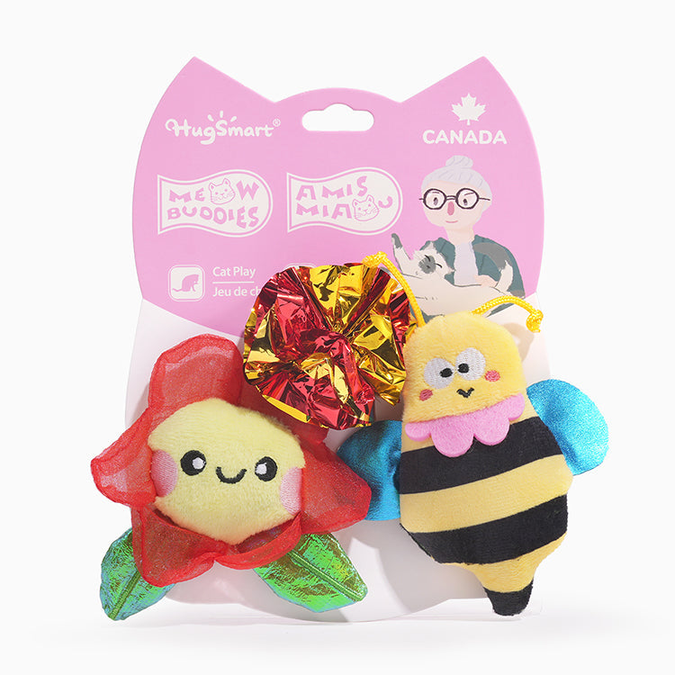 Hugsmart Meow Buddies 3pk - Flower & Bee