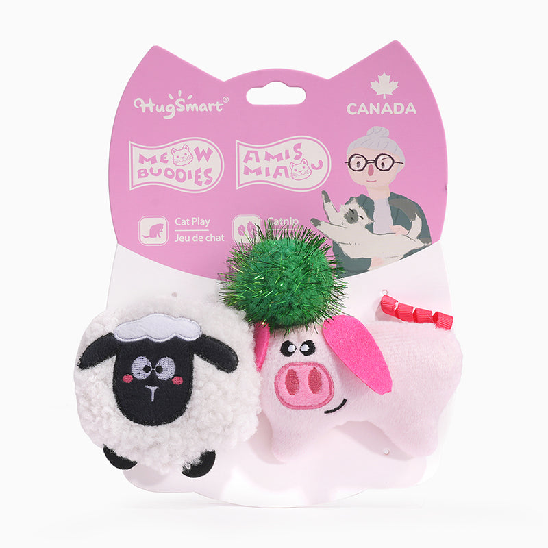 Hugsmart Meow Buddies 3pk - Sheep & Pig