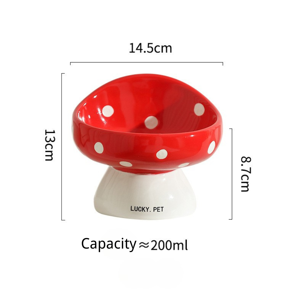 Lucky Pet Mushroom Shape Ceramic Pet Bowl