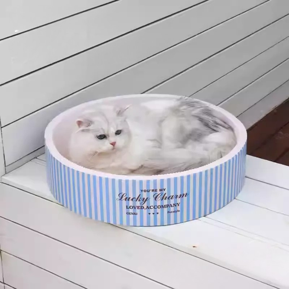 Genki Round Cat Scratcher Board – 2-in-1 Scratch Pad & Cozy Sleeping Nest