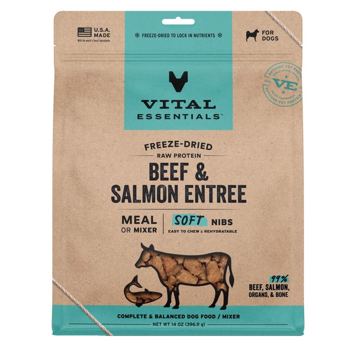 Vital Essentials Freeze-Dried Raw Beef & Salmon Soft Nibs For Dogs