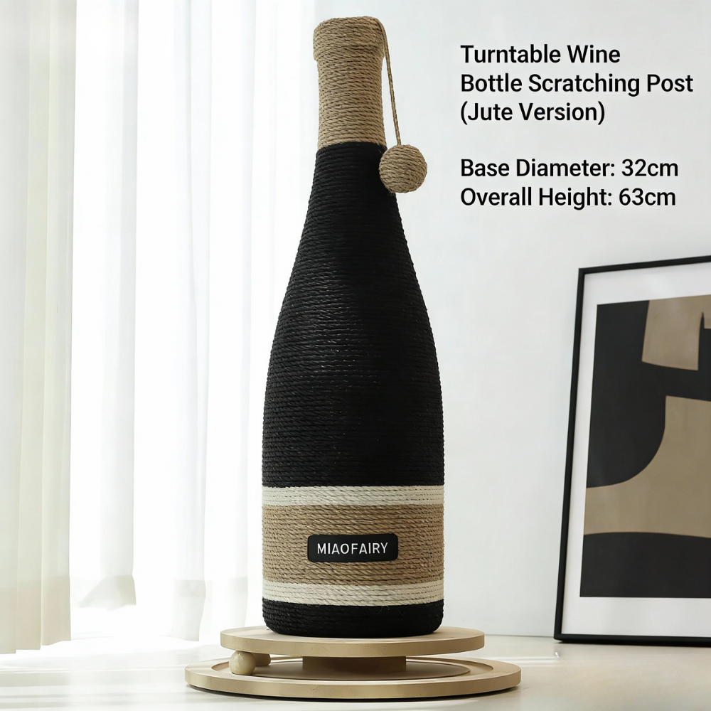 Miaofairy Red Wine Bottle Design Cat Scratcher with Spinning Base