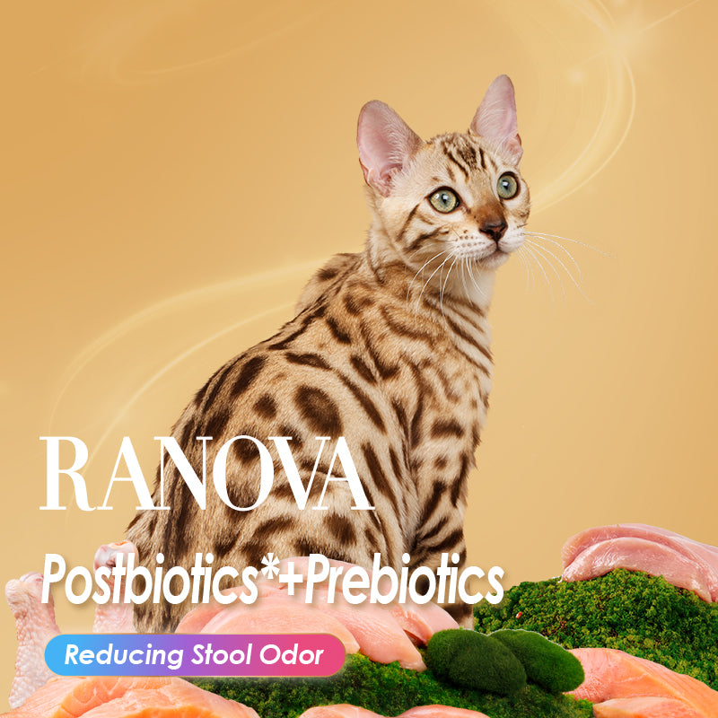 Ranova 97% Fresh Chicken Freeze-Dried Cat Food - Postbiotics + Prebiotics for Gut Health & Odor Control