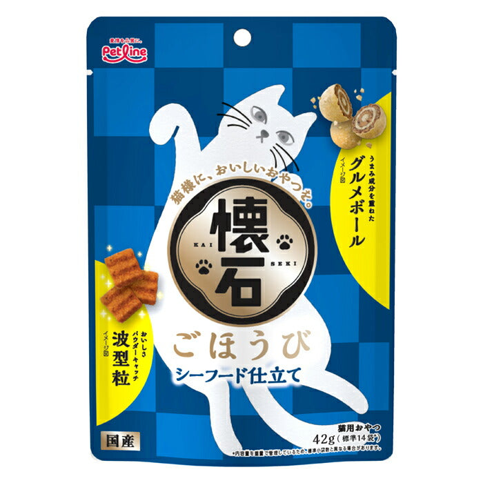 Petline 猫咪专用怀石料理训练小食零食 洁齿美味 海鲜口味  一袋含14小袋两种不同款式零食 42g/袋