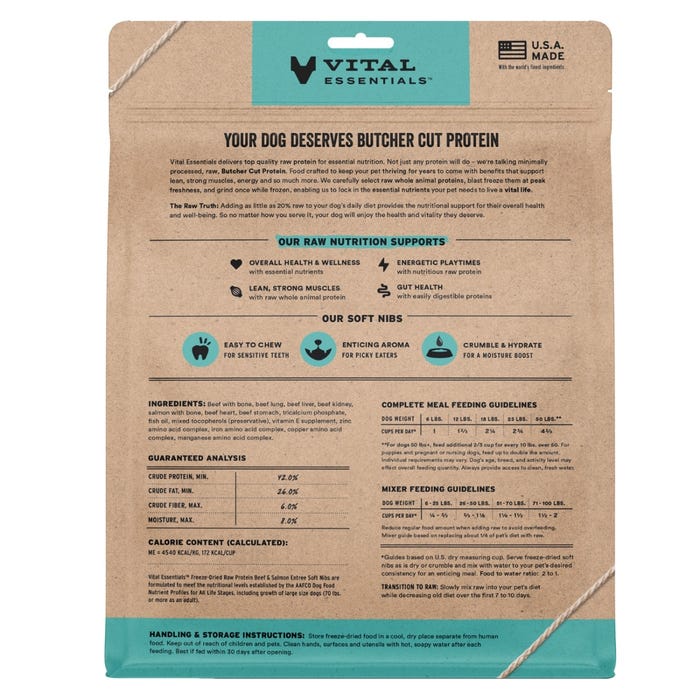 Vital Essentials Freeze-Dried Raw Beef & Salmon Soft Nibs For Dogs