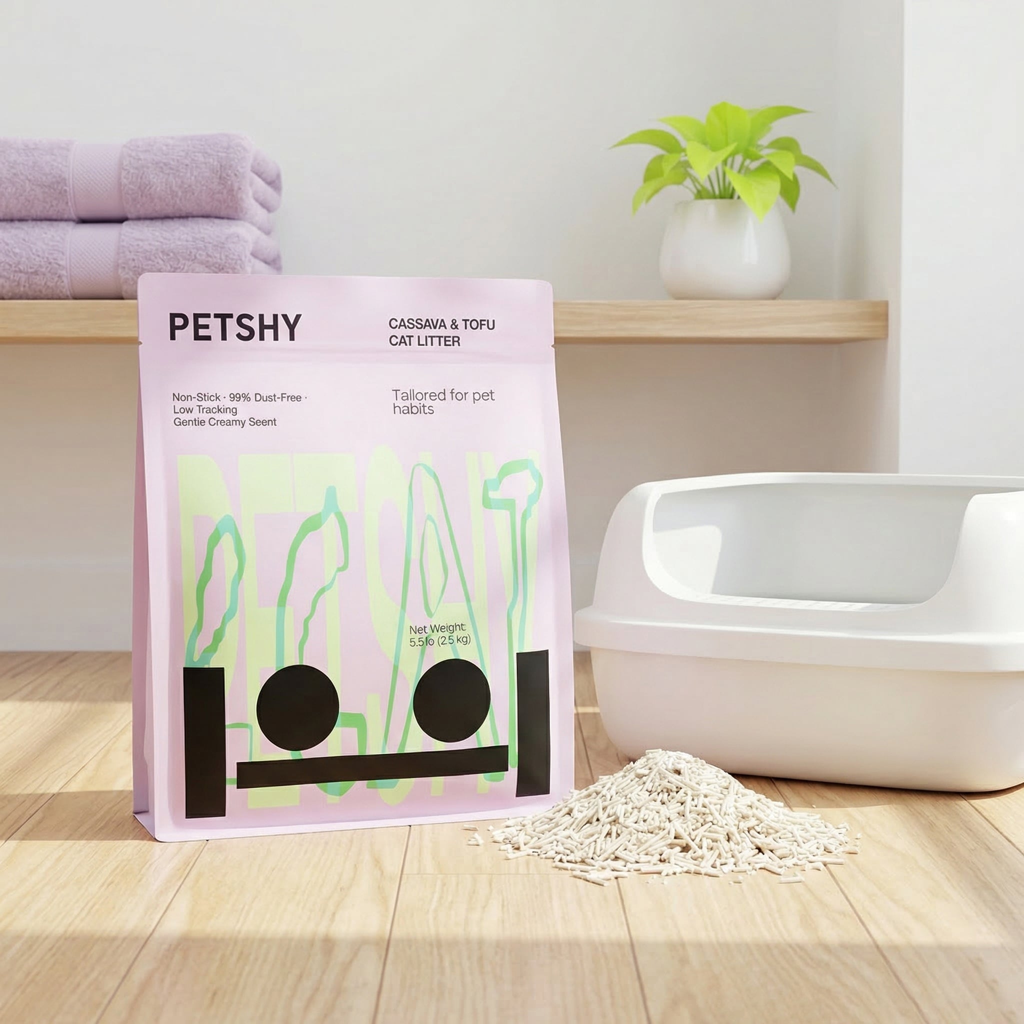 Petshy Cassava & Tofu Mixed Cat Litter - 2.5kg/bag