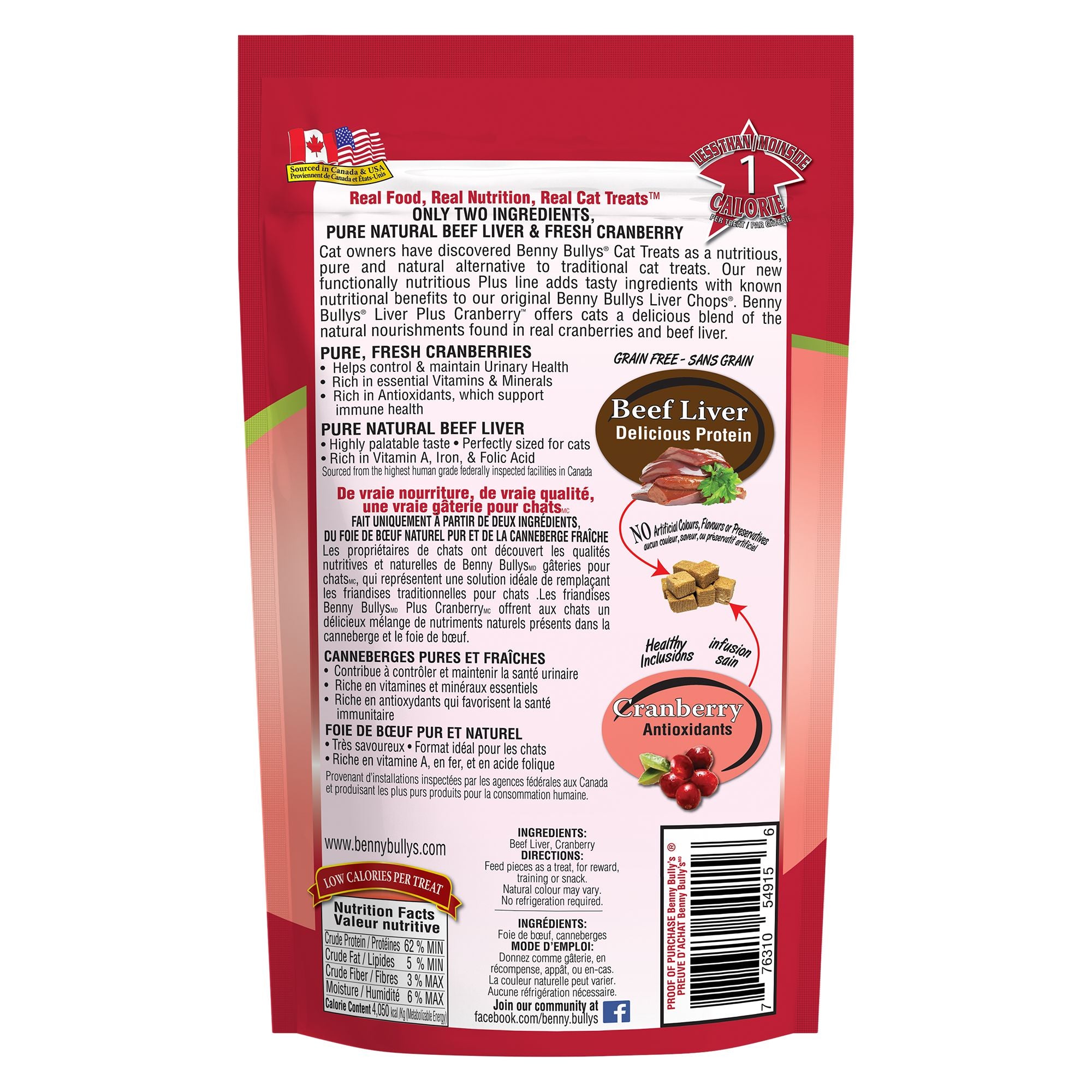 Benny Bully Beef Liver Plus Cranberry Cat Treat - 25g