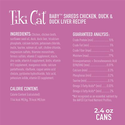 Tiki Cat Baby Kitten Chicken, Duck & Duck Liver Recipe Cat Wet Food - 2.4oz