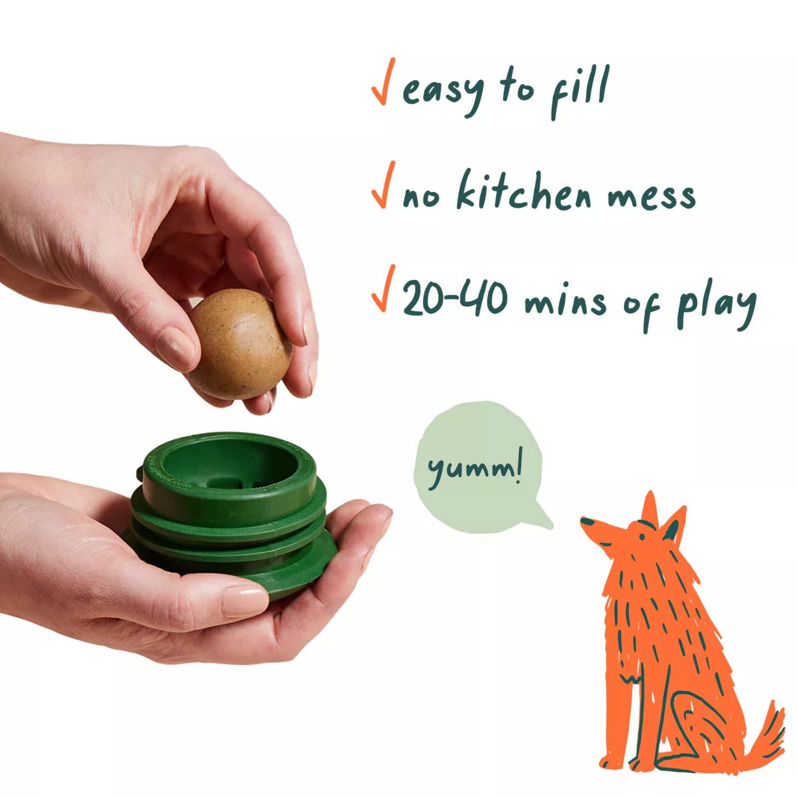 WOOF Pupsicle Treat Dispensing Dog Toy - Forest Green