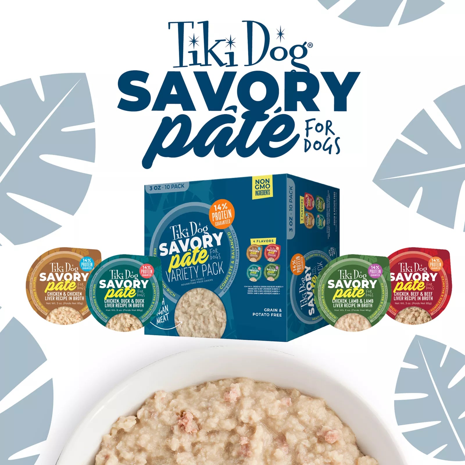 Tiki Dog Savory Paté Wet Dog Food - Variety Pack 10 Count