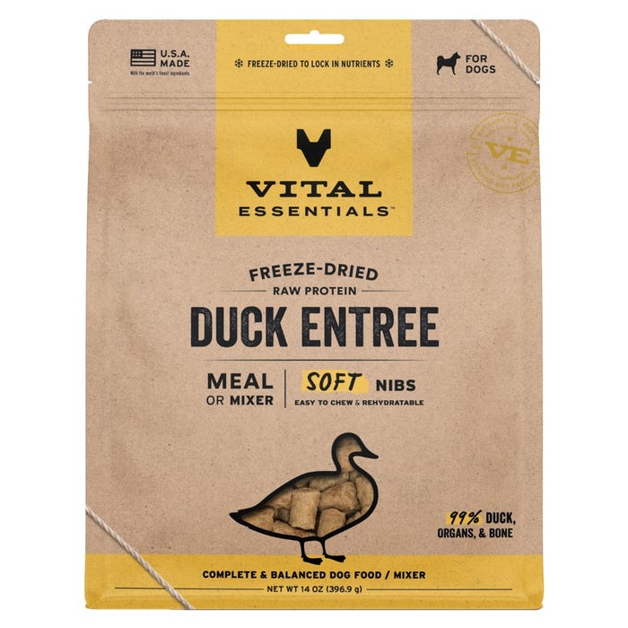 Vital Essentials Freeze-Dried Raw Duck Soft Nibs For Dogs