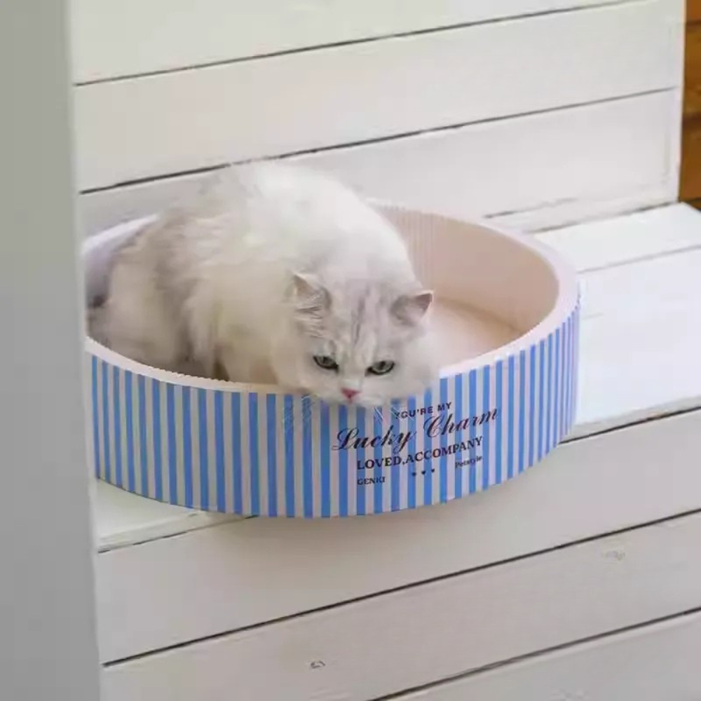 Genki Round Cat Scratcher Board – 2-in-1 Scratch Pad & Cozy Sleeping Nest