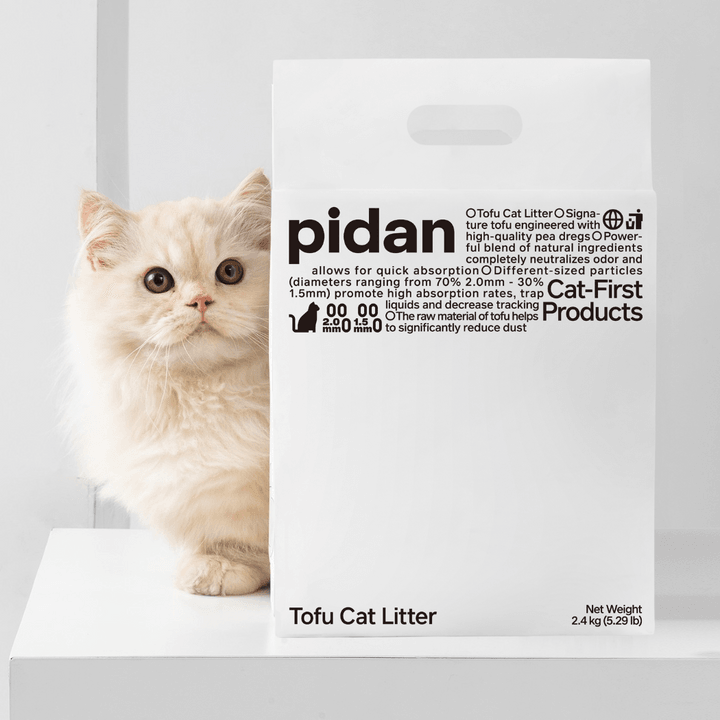 Pidan 新版纯豆腐混合猫砂 无粉尘豆腐猫砂 可冲厕所 一袋2.4kg （30%1.5mm豆腐猫砂+70%2mm豆腐猫砂） - Maokidspet