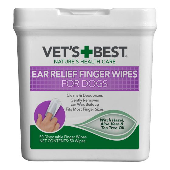 Vet's Best Ear Relief Finger Wipes For Dogs & Cats - 50ct