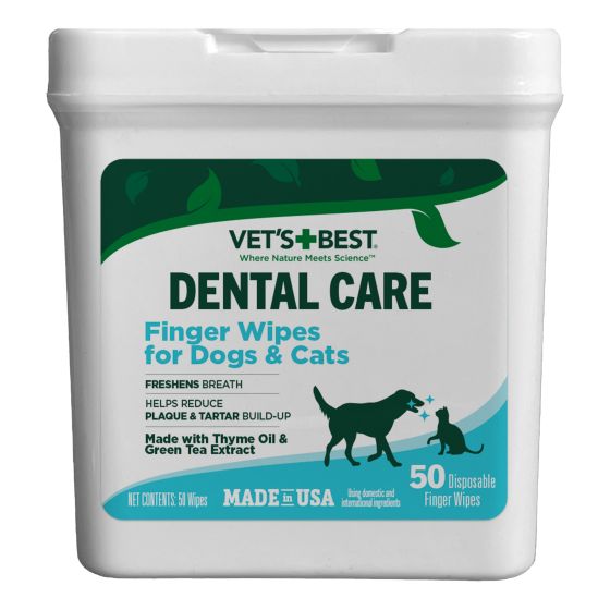 Vet's Best Dental Finger Wipes For Dogs & Cats - 50ct