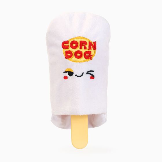 HugSmart Fuzzy Friends Food Party Dog Toy - Corn Dog