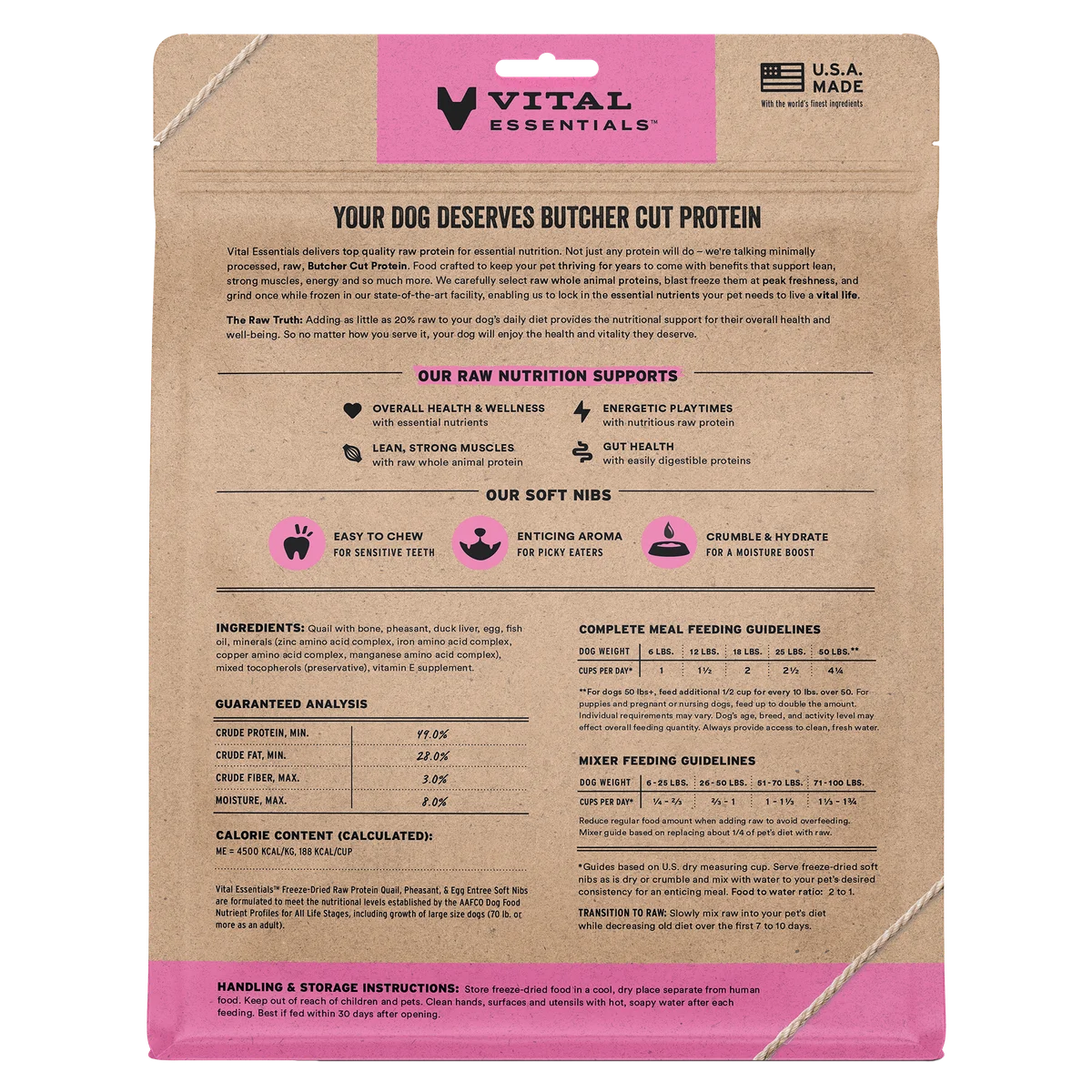 Vital Essentials Freeze-Dried Raw Quail, Pheasant & Egg Soft Nibs For Dogs