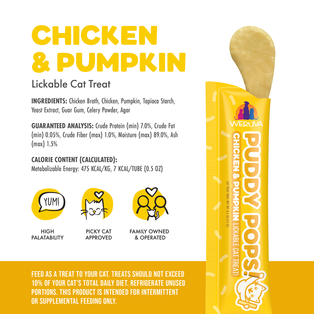 Weruva Cat Puddy Pops - Lickable Chicken & Pumpkin Cat Treat
