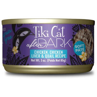 Tiki Cat After Dark Grain Free Soft Pate Chicken, Chicken Liver & Quail Recipe Cat Wet Food - 3oz