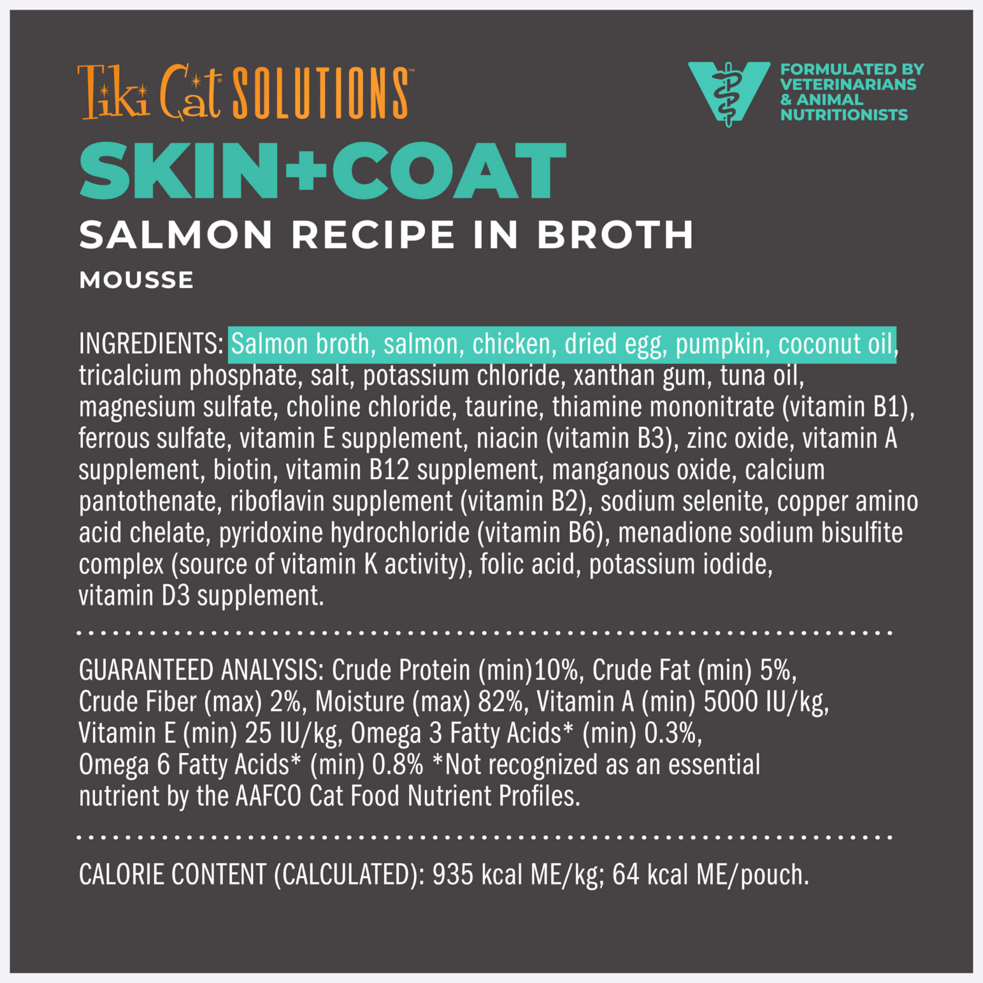Tiki Cat Solutions™ Skin & Coat Mousse: Salmon Recipe Cat Wet Food