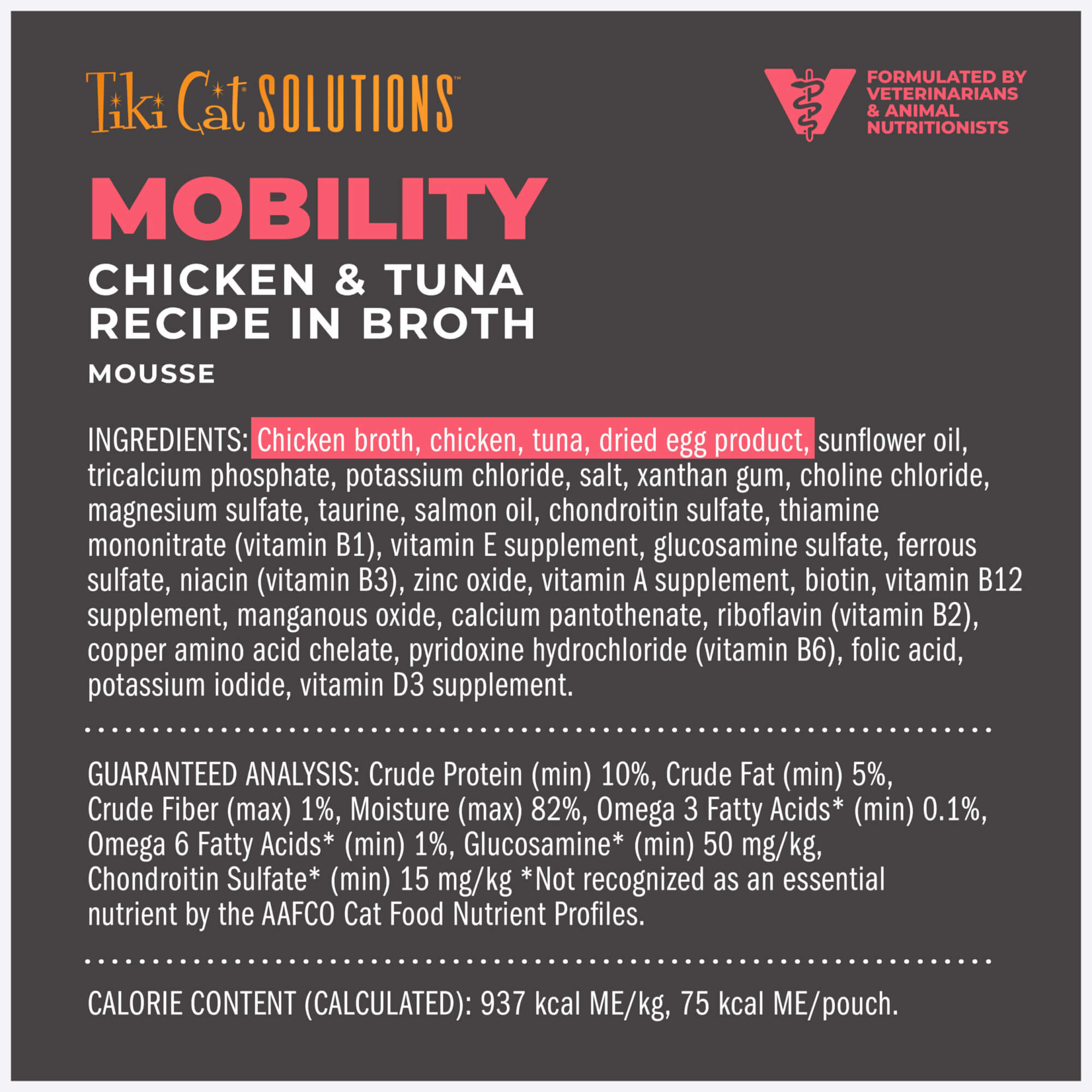 Tiki Cat Solutions™ Mobility Mousse：Chicken & Tuna Recipe Cat Wet Food