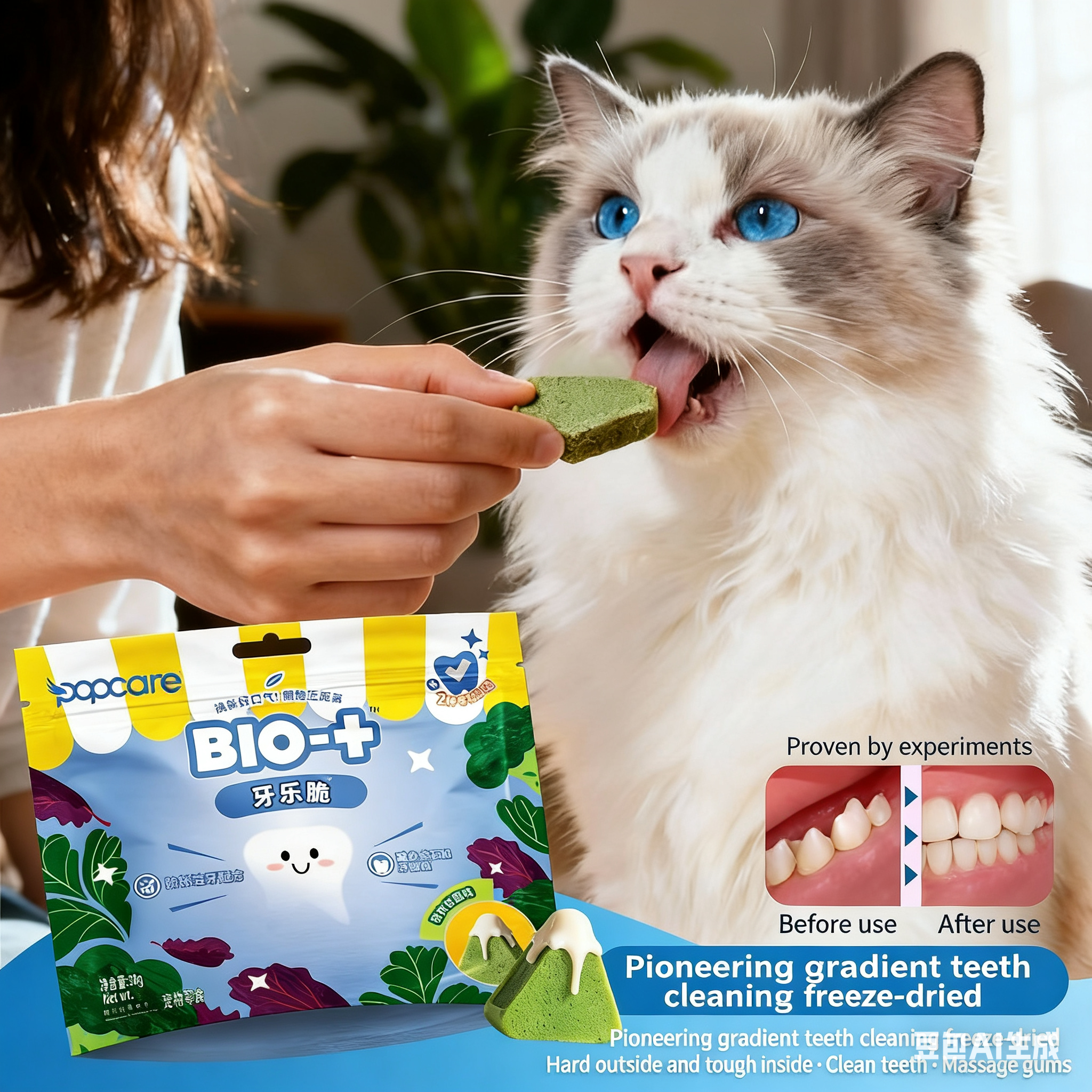 Popcare泡泡可儿 牙乐脆洁齿冻干 添加益生元 磨牙洁牙冻干 犬猫通用 四口味可选