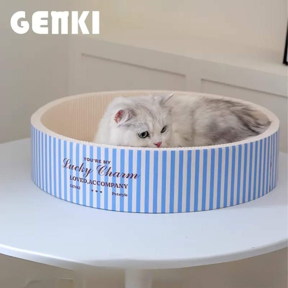 Genki Round Cat Scratcher Board – 2-in-1 Scratch Pad & Cozy Sleeping Nest