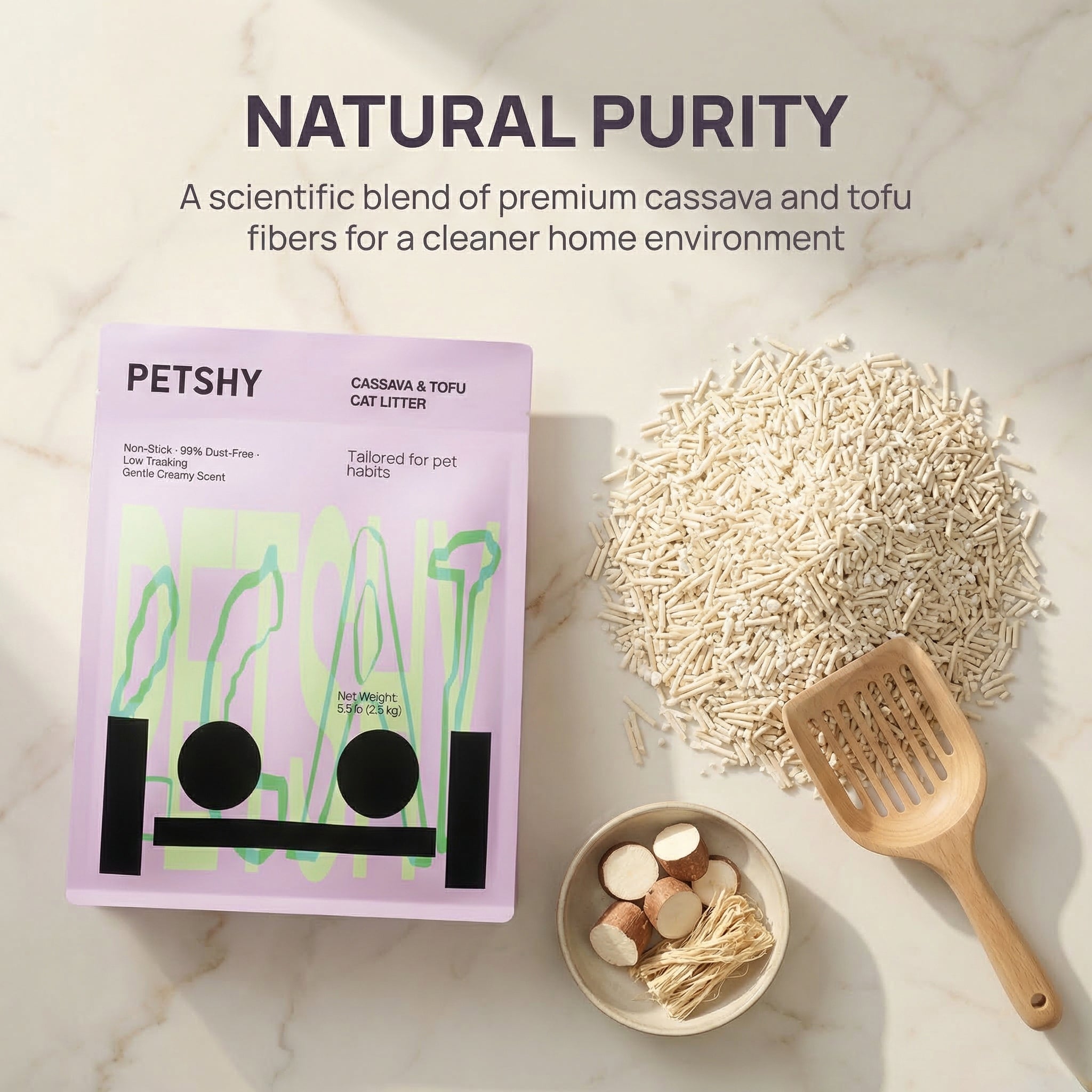 Petshy Cassava & Tofu Mixed Cat Litter - 2.5kg/bag