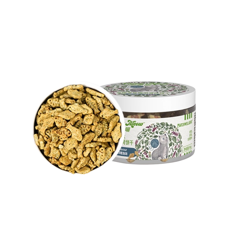 益和 猫薄荷小鱼化毛饼干 磨牙洁牙洁齿清新口气去毛球饼干 一盒50g 三文鱼口味
