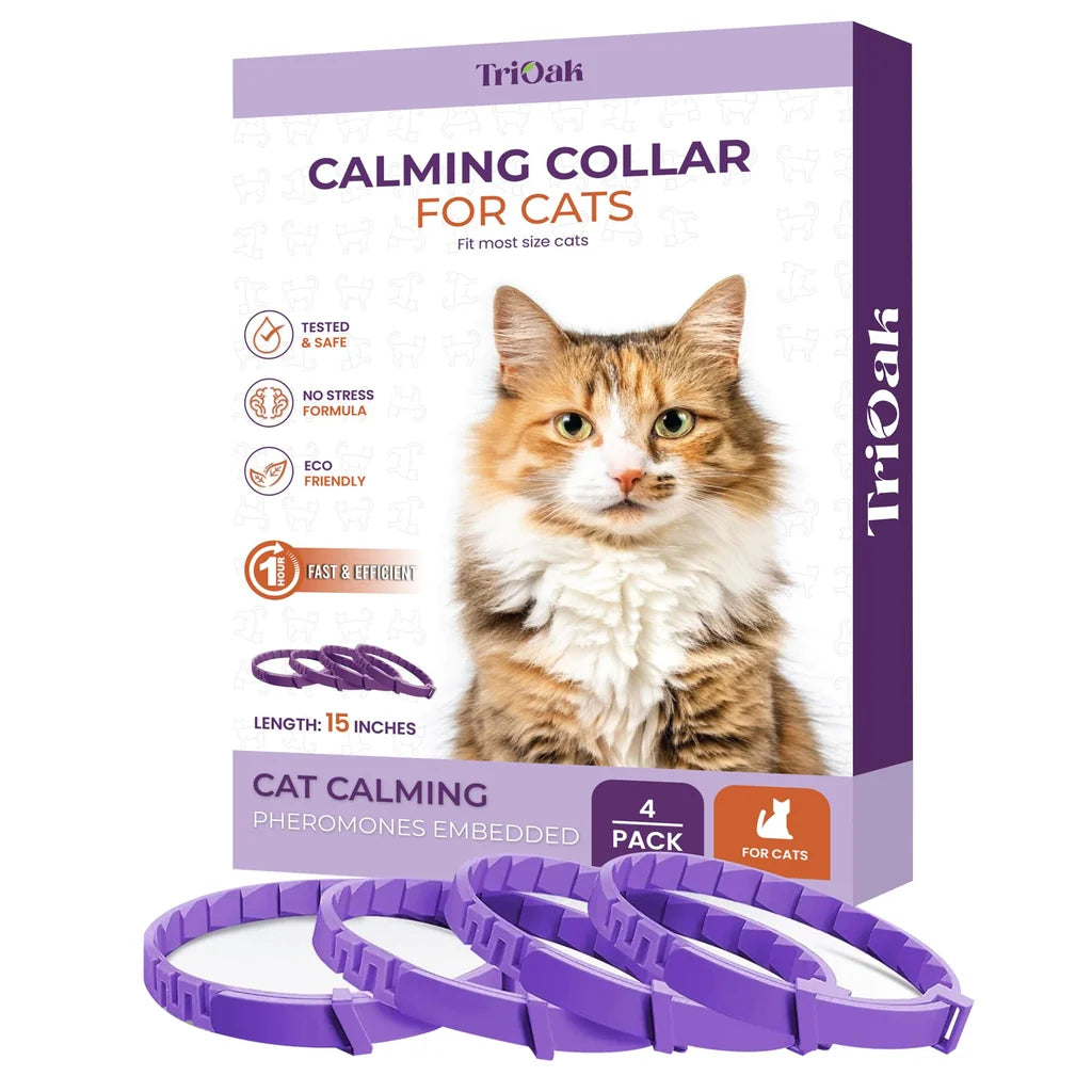 TriOak 4 Pack Calming Collar for Cats, Pheromone Collar for Anxiety, Efficient Relieve Anxiety Stress (Purple)