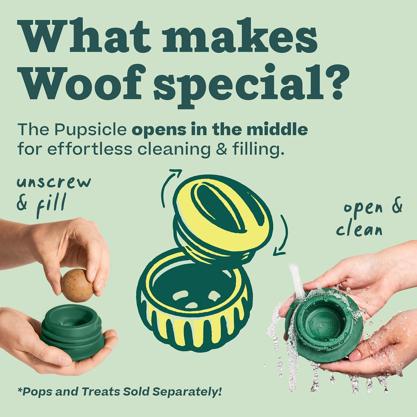 WOOF Pupsicle Treat Dispensing Dog Toy - Party Blue