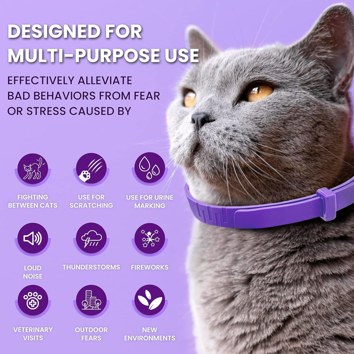 TriOak 4 Pack Calming Collar for Cats, Pheromone Collar for Anxiety, Efficient Relieve Anxiety Stress (Purple)