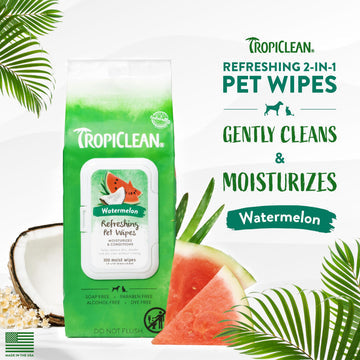 TropiClean Watermelon Dog Wipes For Paws And Butt - 100ct