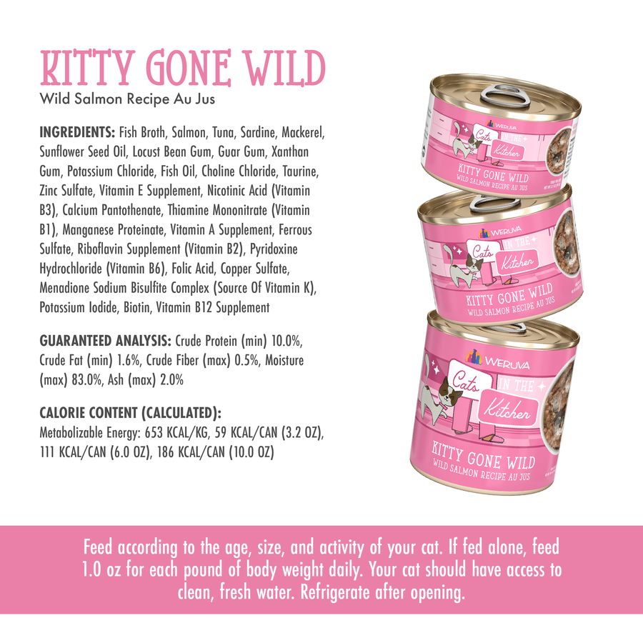 Weruva Cats in the Kitchen Kitty Gone Wild - Wild Salmon Recipe Au Jus