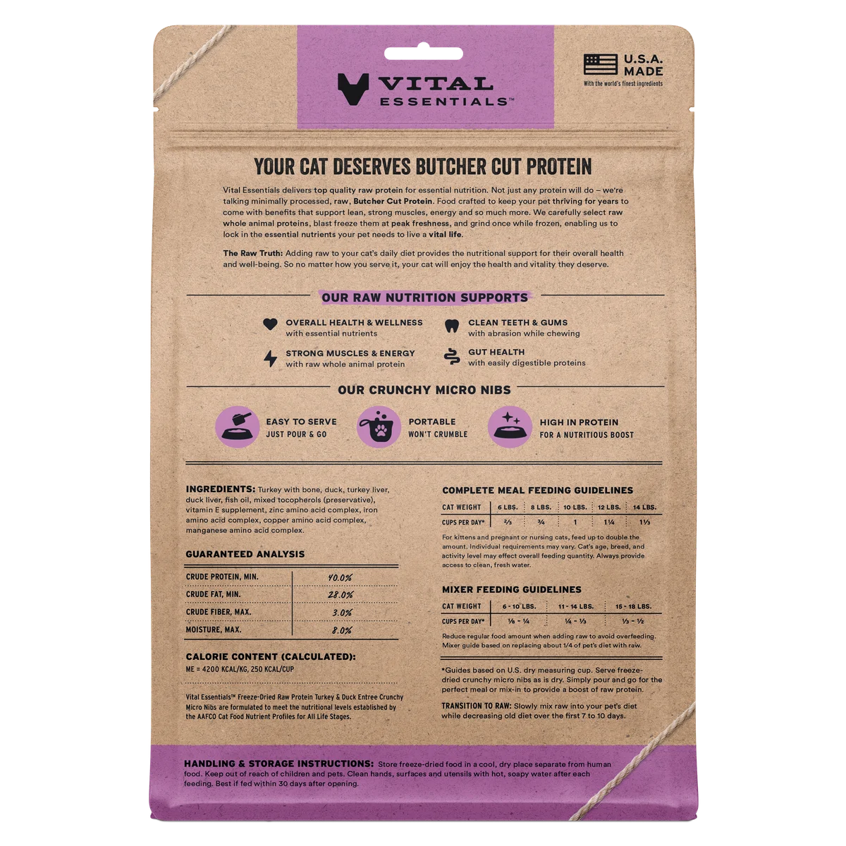 VitalEssentials VE 猫咪小小粒主食冻干 火鸡鸭肉配方 一袋340g